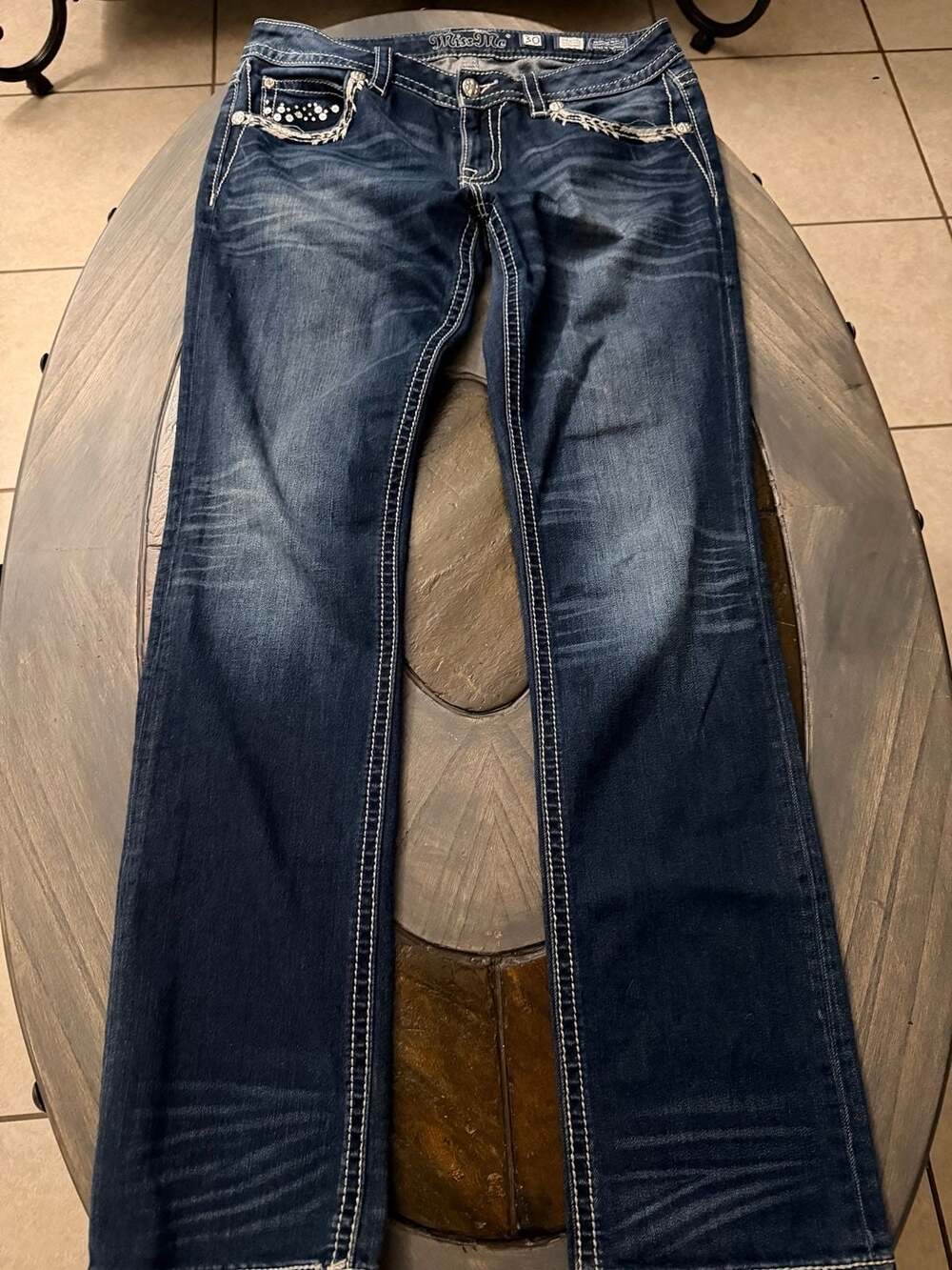 Miss Me Signature Straight Jeans Style JP7725T Dark Wash